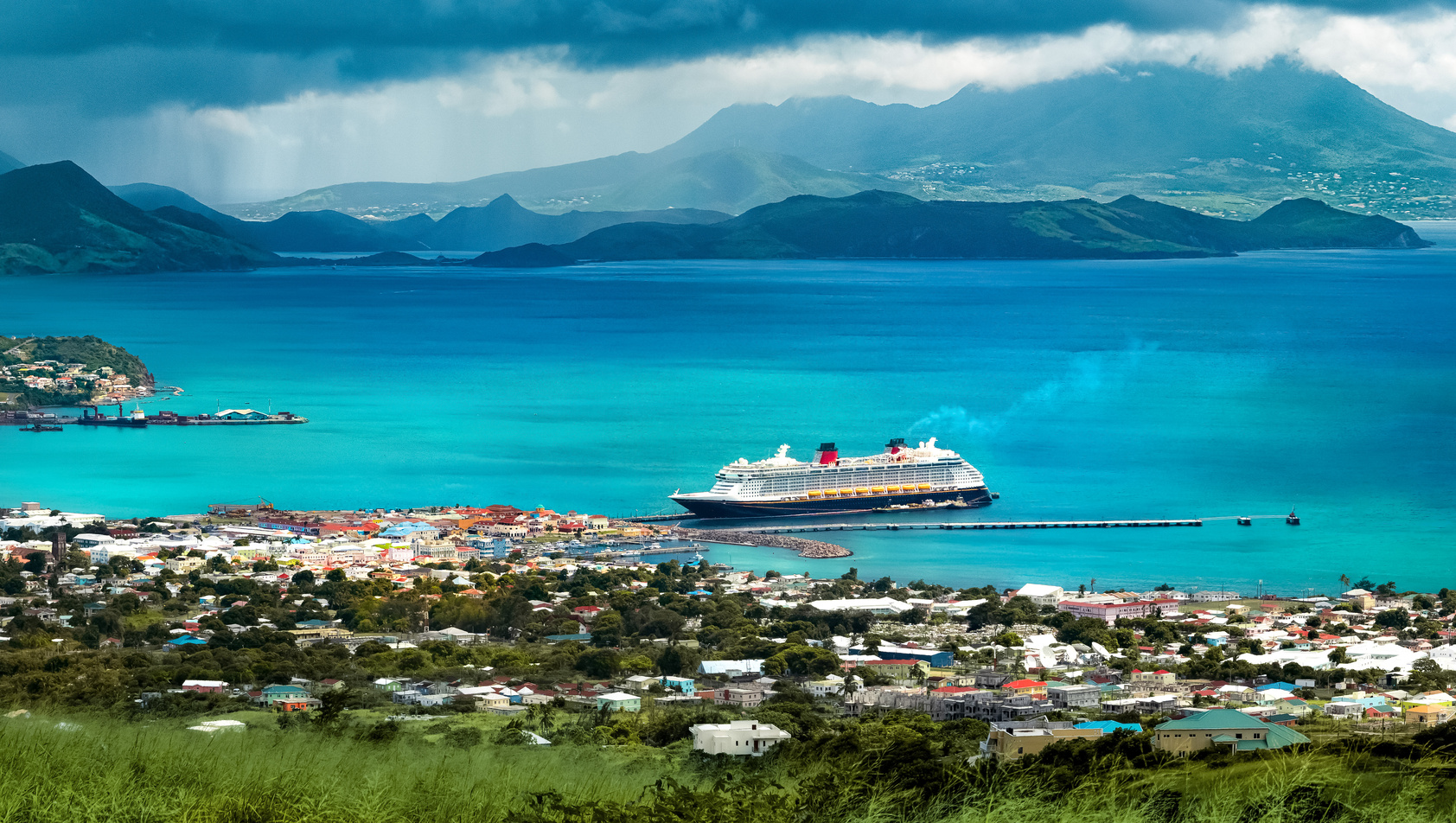 Caribbean Sea with cruise ship